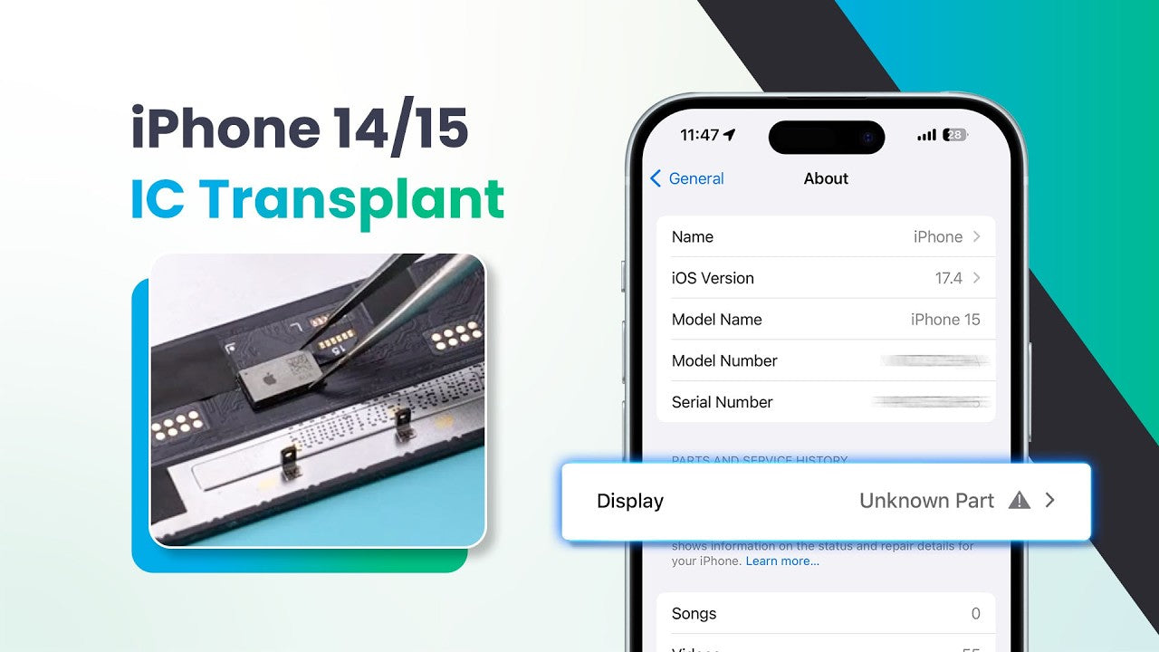 Como transferir dados de circuito integrado de toque e True Tone para o ecrã OLED suave REPART 14 e 15