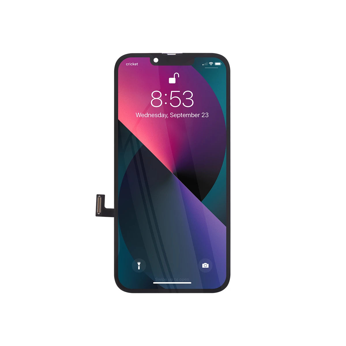Écran de smartphone avec affichage couleur sur fond blanc