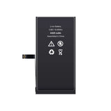 Schwarzer Lithium-Ionen-Akku mit Warnsymbolen auf weißem Hintergrund