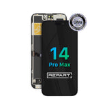 Conjunto da tela do telefone com a marca 'REPART' e o texto '14 Pro Max' em um fundo branco.