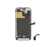 Austausch des OLED-Bildschirms beim iPhone 14 Pro mit Flexkabeln auf weißem Hintergrund