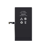 Black lithium-ion battery with safety symbols on a white background