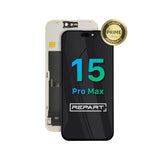 Conjunto de tela de telefone com a marca 'REPART' e o selo 'Prime Quality Assurance' em fundo branco.