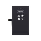 Zwarte lithium-ionbatterij met specificaties op een witte achtergrond.