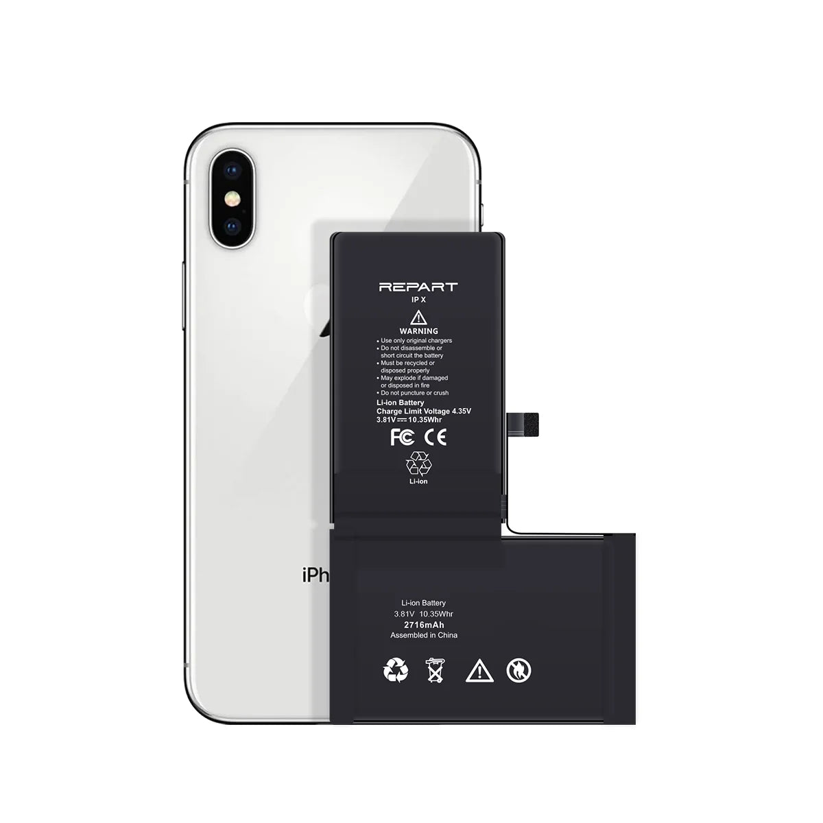 REPART iPhone X Akku-Austausch mit Standardkapazität (Prime, TI IC Solution)