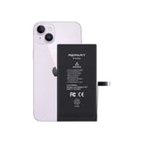 Schwarzer Ersatzakku des iPhone 14 Plus auf weißem Hintergrund