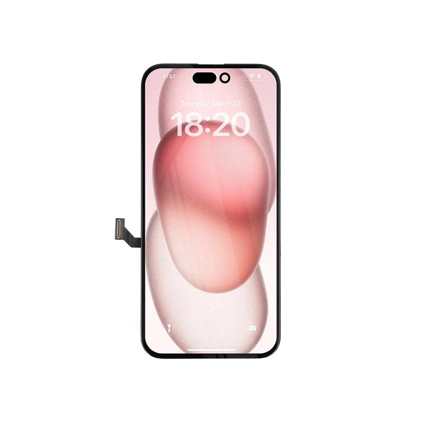 Smartphone screen with a pink gradient on a white background