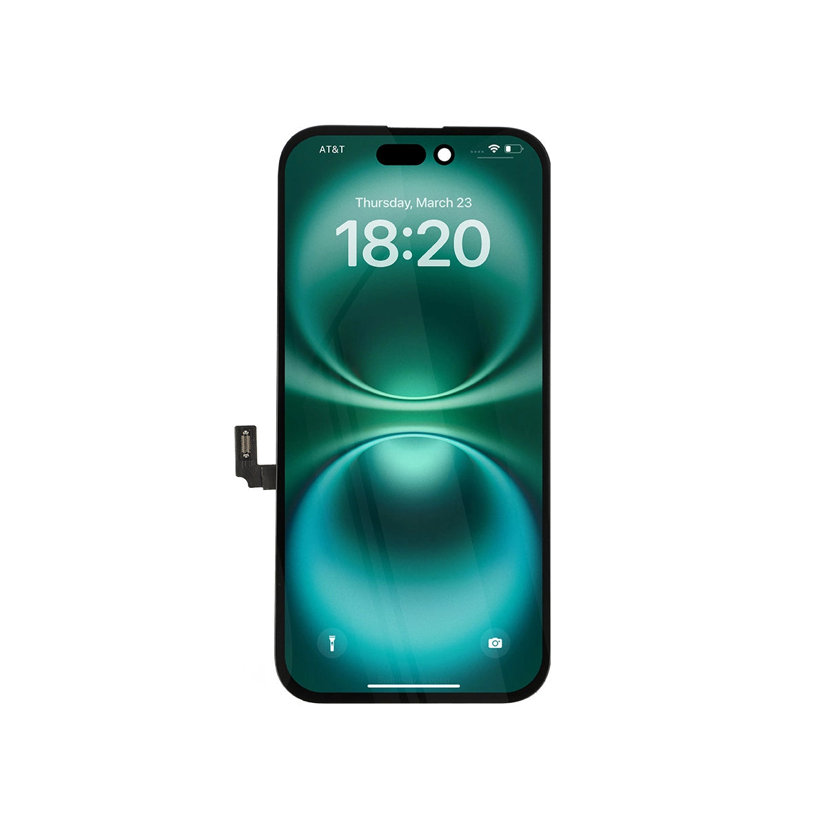 Smartphone avec un écran vert sur fond blanc