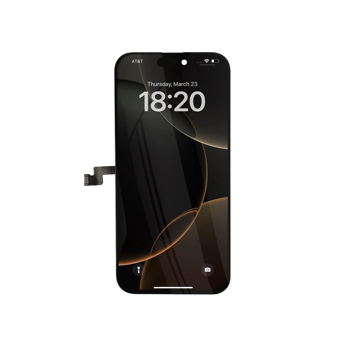 Assemblaggio dello schermo di uno smartphone con sfondo nero su sfondo bianco