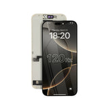 Display di smartphone con frequenza di aggiornamento di 120Hz su sfondo bianco