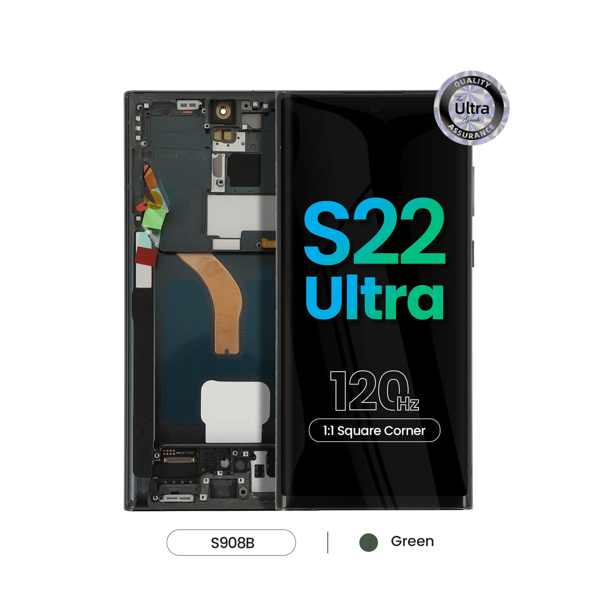 REPART Samsung S22 Ultra Soft OLED Screen Replacement (Ultra, 1:1 Square Corners)