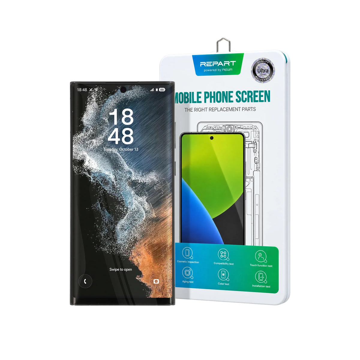 REPART Samsung S22 Ultra Soft OLED Screen Replacement (Ultra, 1:1 Square Corners) - S908U / Violet