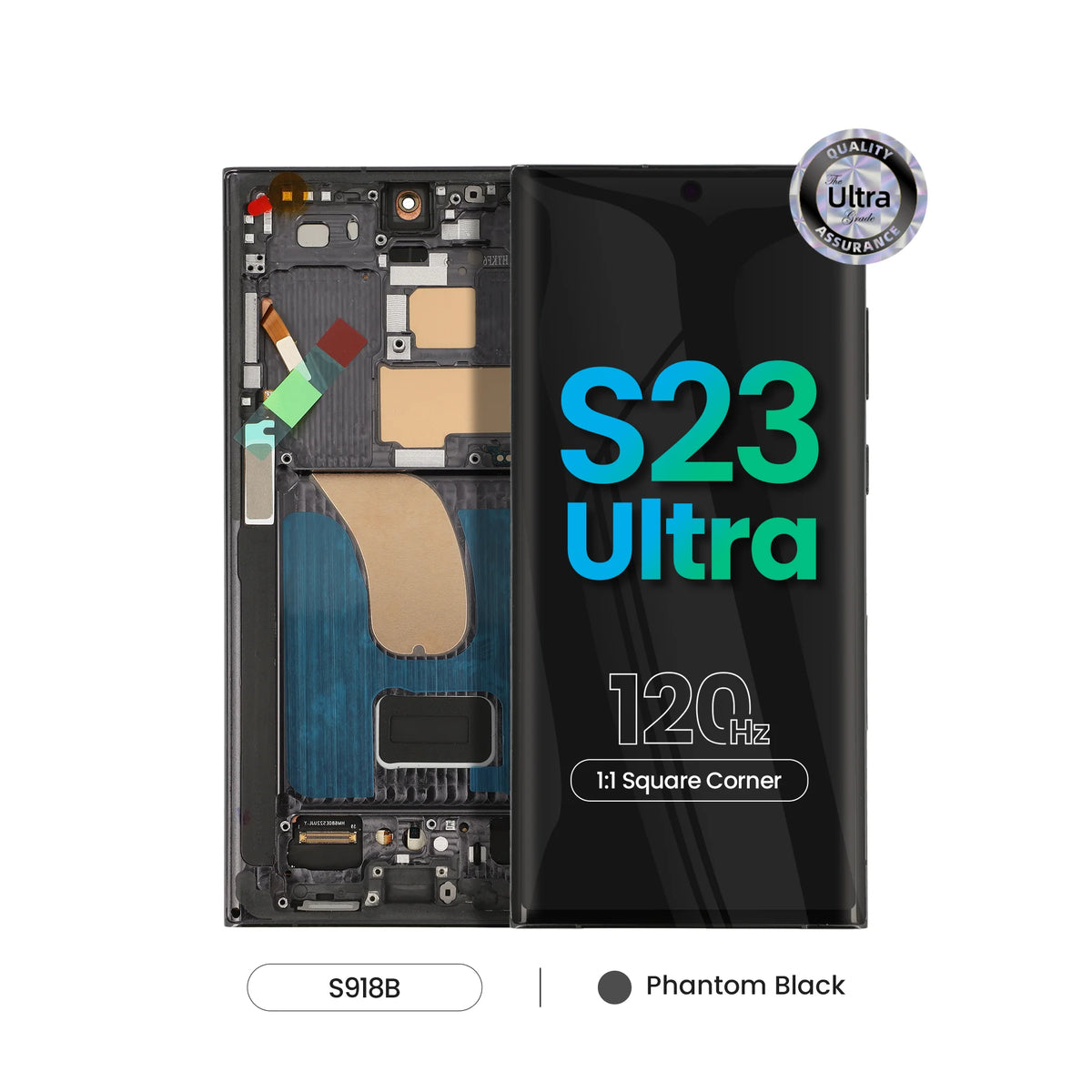REPART Samsung S23 Ultra Soft OLED Screen Replacement (Ultra, 1:1 Square Corners) - S918B / Phantom Black