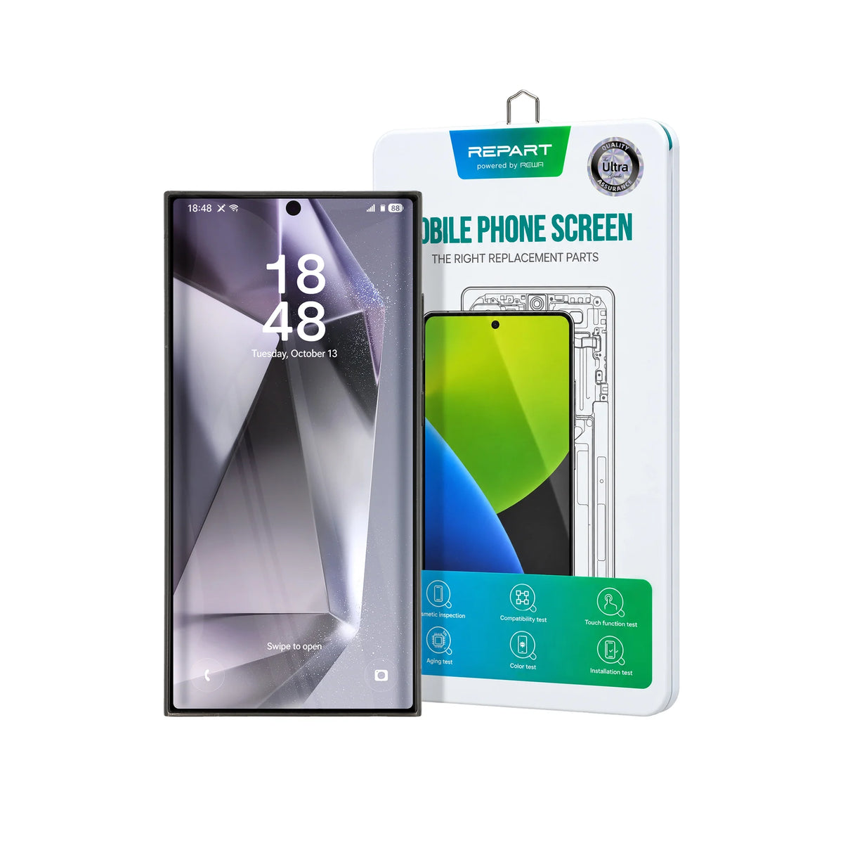 REPART Samsung S24 Ultra Soft OLED Screen Replacement (Ultra, 1:1 Square Corners) - S928U / Titanium Black