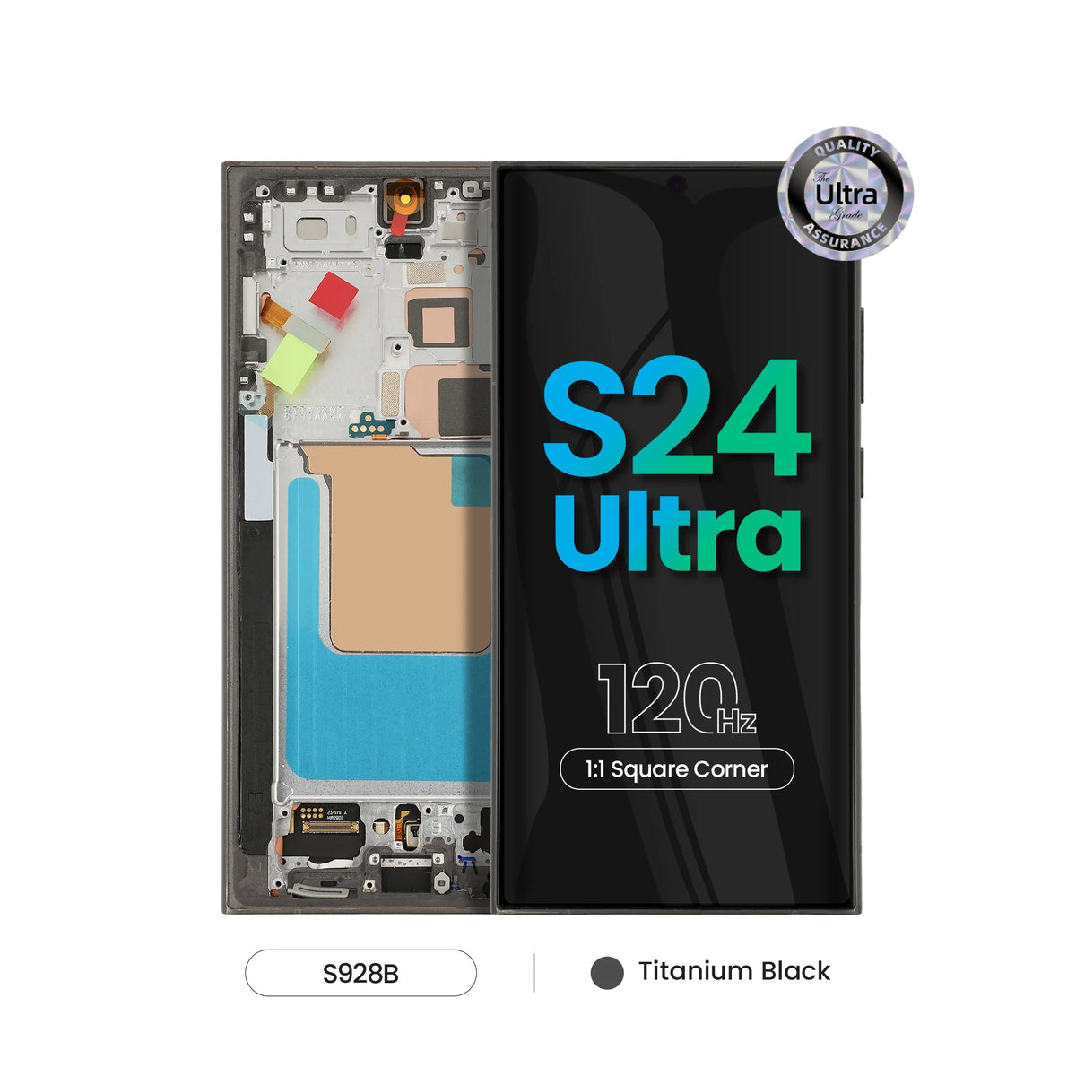 REPART Samsung S24 Ultra Soft OLED Screen Replacement (Ultra, 1:1 Square Corners) - S928B / Titanium Black