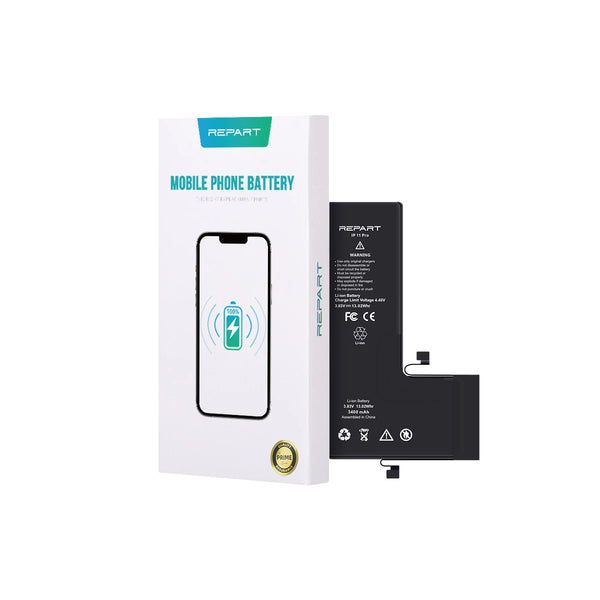 iphone 11 pro battery and packaging with 'REPART' branding on a white background