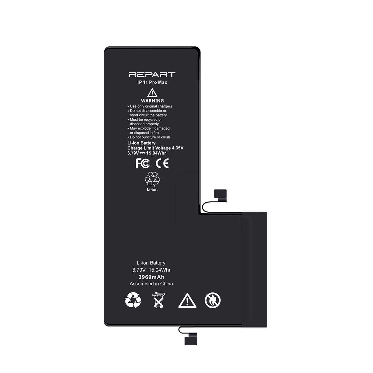 iphone 11 pro max battery with REPART branding on a white background