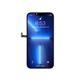 Smartphone display with blue screen on a white background