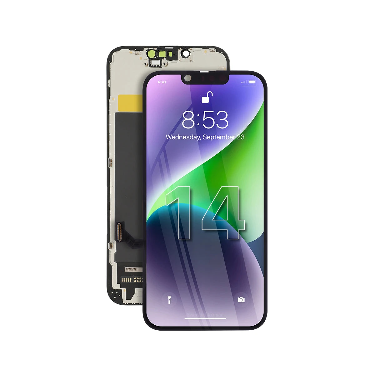 Smartphone-scherm met display en frame op een witte achtergrond.
