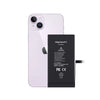 iPhone 14 Plus with a detached battery labeled 'REPART' on a white background