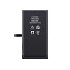 Black lithium-ion battery with warning symbols on a white background