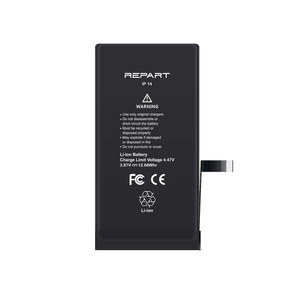Black battery pack with 'REPART' branding on a white background
