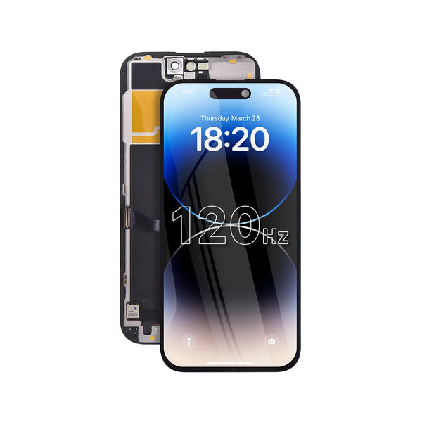 iPhone 14 Pro Incell Screen Replacement with 120Hz refresh rate on a white background