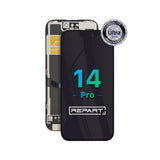 iPhone 14 Pro Displaytausch mit „REPART“-Logo und „Ultra Assurance“-Qualitätssiegel auf weißem Hintergrund
