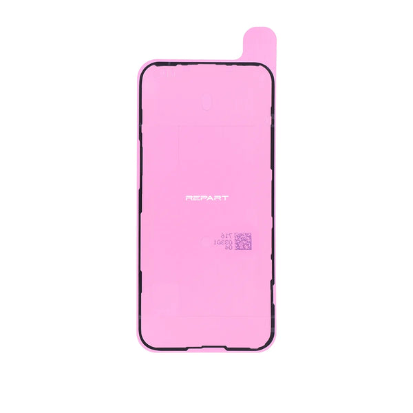 iPhone 15 Plus screen adhesive, pink color in white background