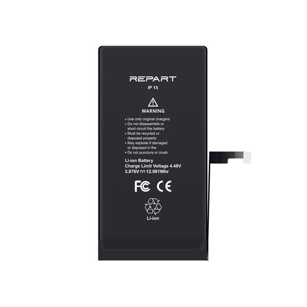 Black battery with 'REPART' branding on a white background