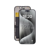 iPhone 15 Pro Incell-Display-Austausch mit 120-Hz-Bildwiederholfrequenz auf weißem Hintergrund