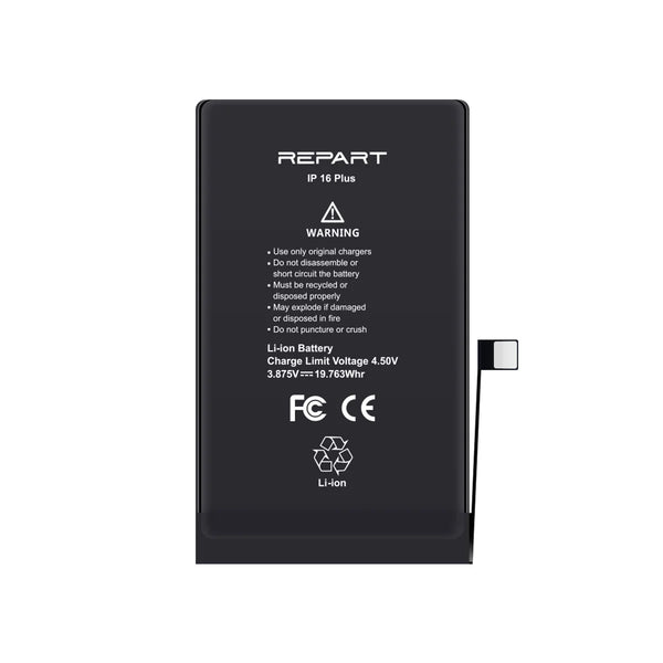 Black battery with 'REPART' branding on a white background