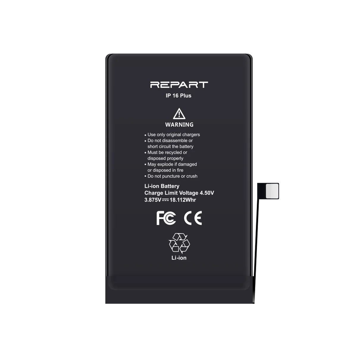Black battery pack with 'REPART' branding on a white background