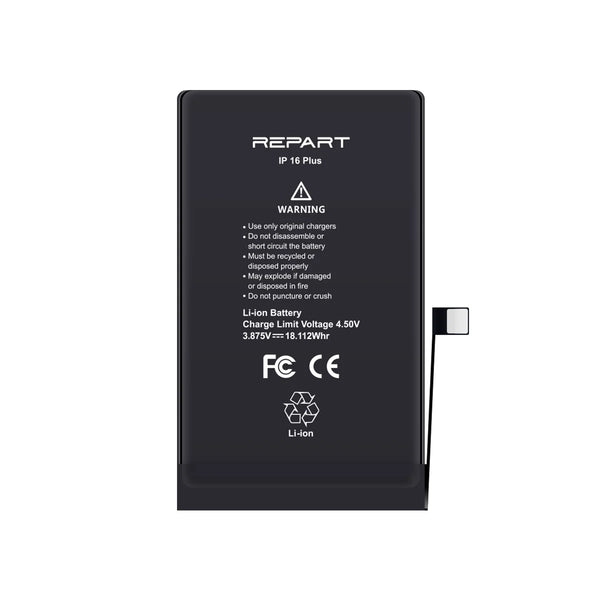 Black battery pack with 'REPART' branding on a white background