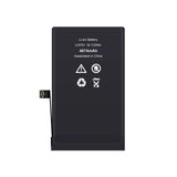 Zwarte lithium-ionbatterij met specificaties op een witte achtergrond.