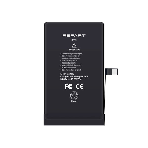 Black battery pack with 'REPART' branding on a white background
