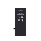 Schwarze Batterie mit Text und Symbolen auf weißem Hintergrund