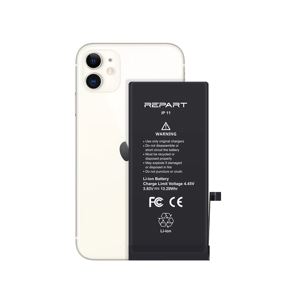 iphone 11 battery with 'REPART' branding on a white background