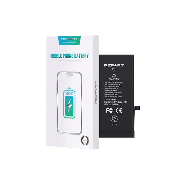 Repart iphone 11 battery with packaging on a white background