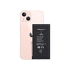 Pink iphone 13 with a Repart battery on a white background