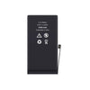 Black battery with warning symbols on a white background
