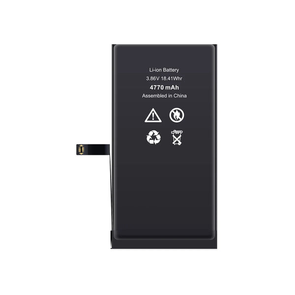 iphone 14 plus battery with text and symbols on a white background