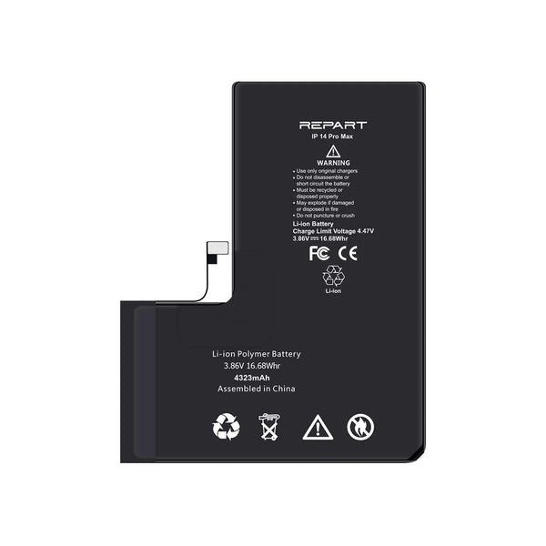 Black battery with 'REPART' branding on a white background