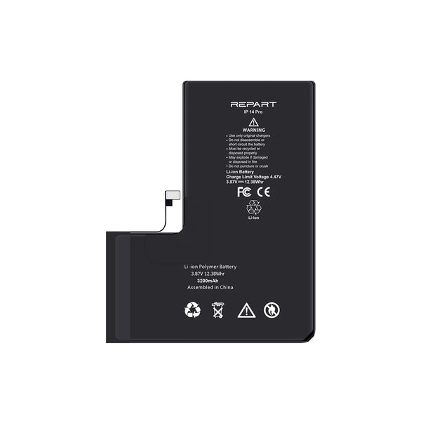 Black battery with Repart branding on a white background