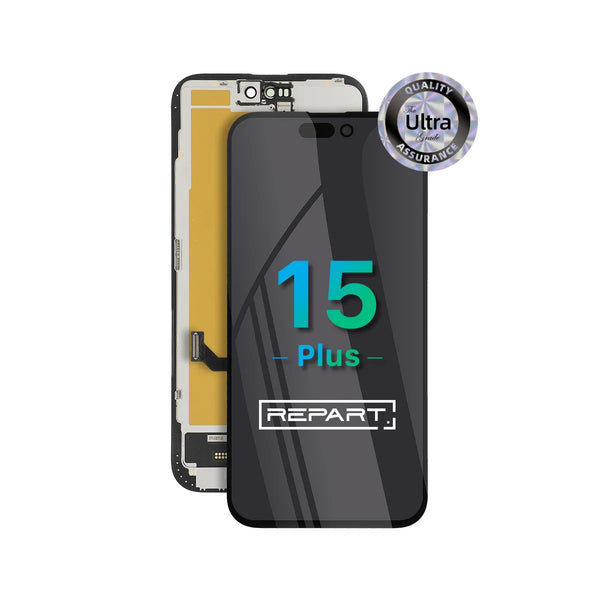 Phone screen assembly with 'REPART' branding and 'Ultra Assurance' badge on a white background