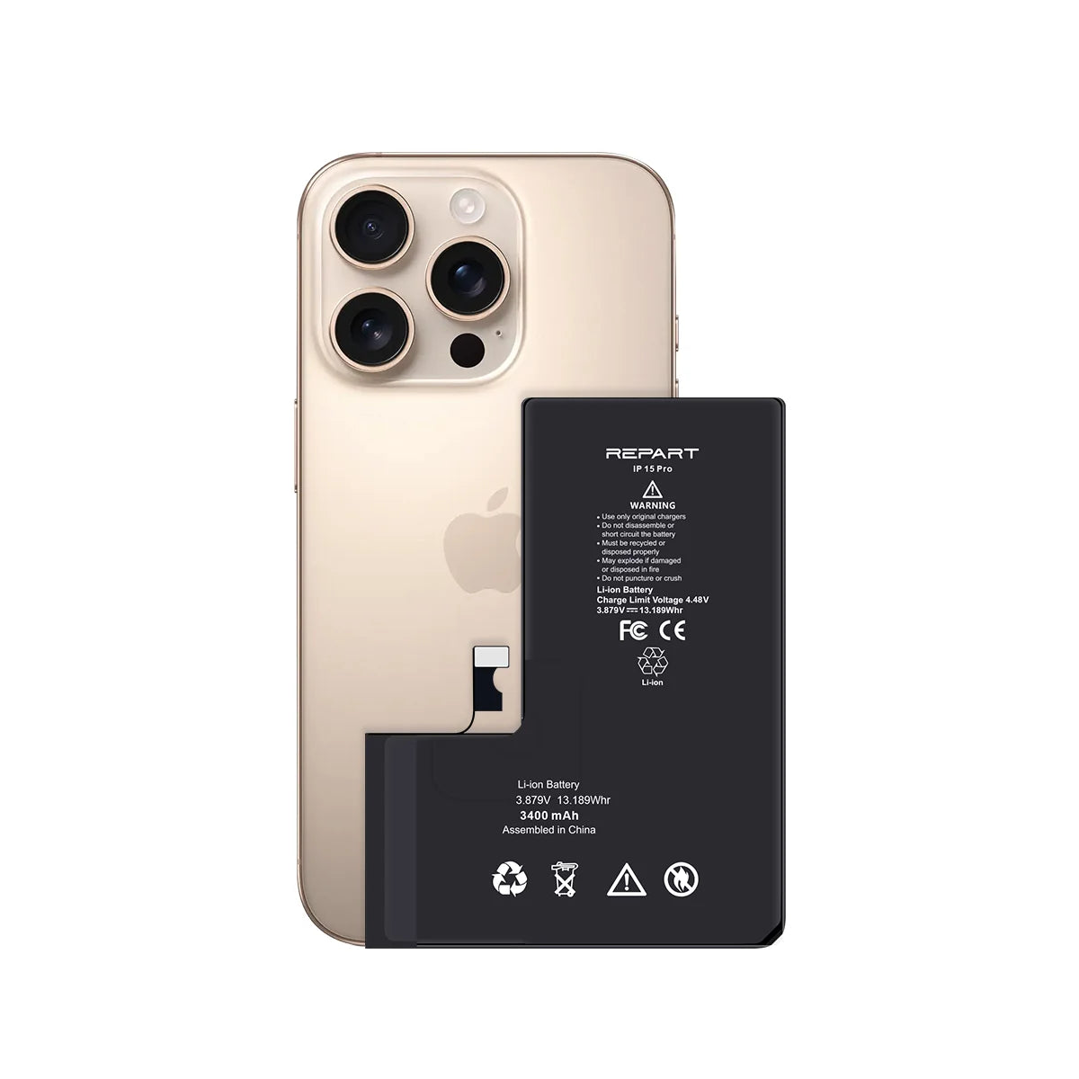 iPhone 15 Pro 3400mAh High-Capacity Battery Replacement Prime - REPART