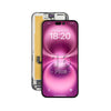 Smartphone with screen and front camera on a white background
