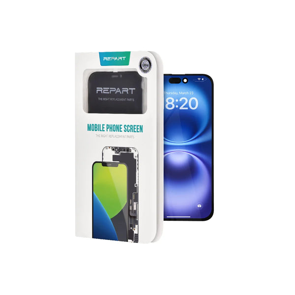 REPART screen protector packaging with smartphone display on a white background