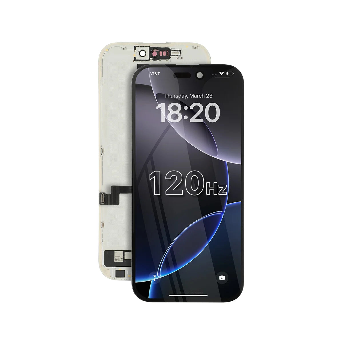 iPhone-scherm en frame op een witte achtergrond