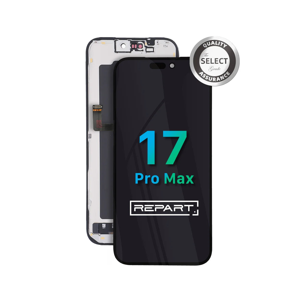 iphone 17 Pro Max select incell lcd screen replacement with "REPART" branding